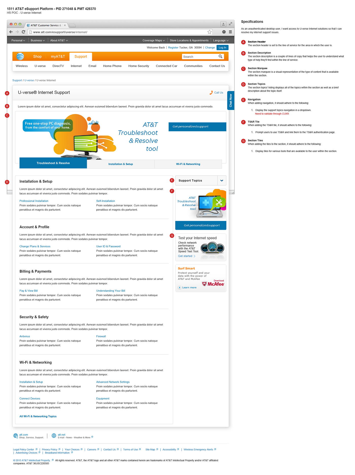 Category and search redesign wireframe