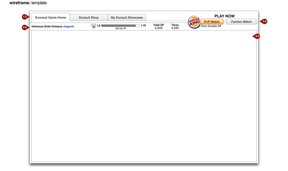 Game template — flat navigation structure