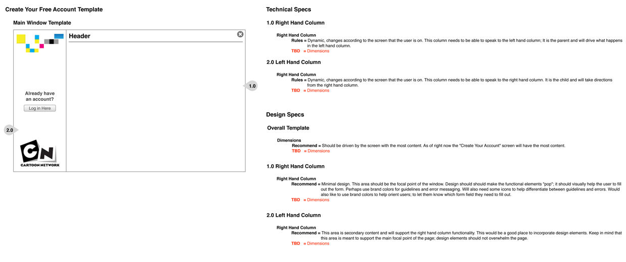 Create account template view
